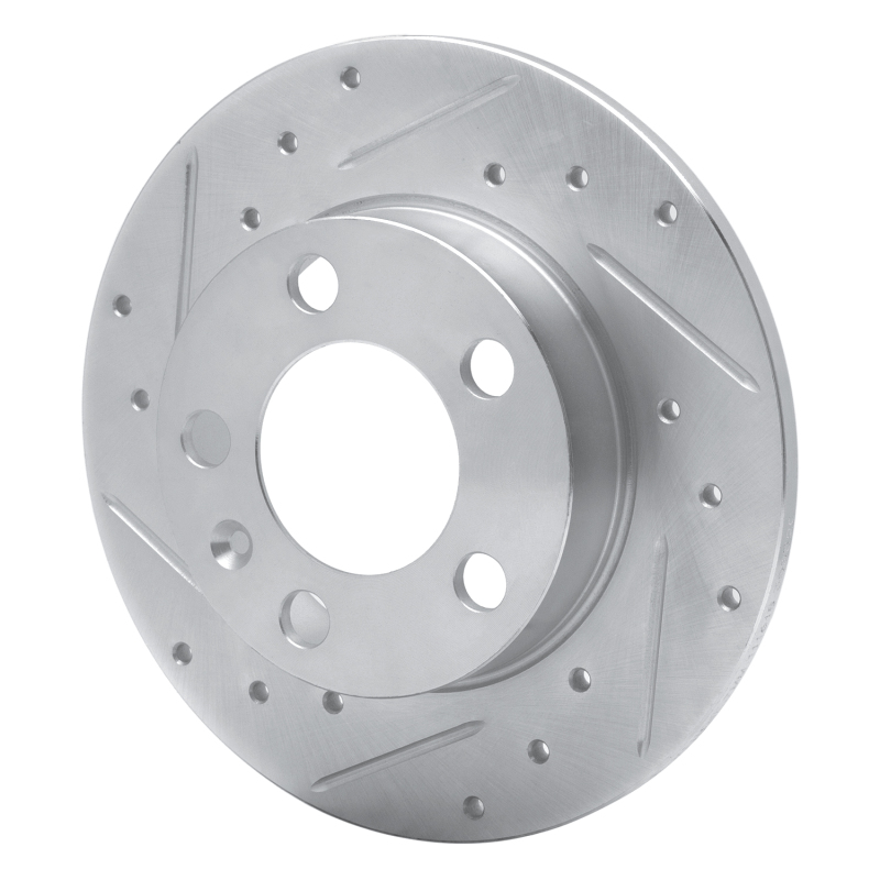Audi A1 Brake Rotor (1) - Rear Left - R1 Concepts - Drilled & Slotted - Silver - `98-`24